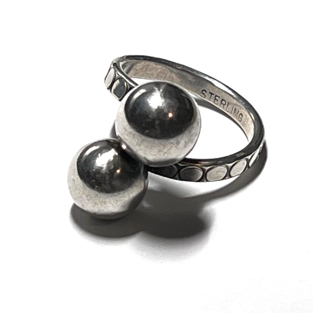 Mid-Century Vintage Sterling Silver Double Ball Ring  1940's - Picture 11 of 11